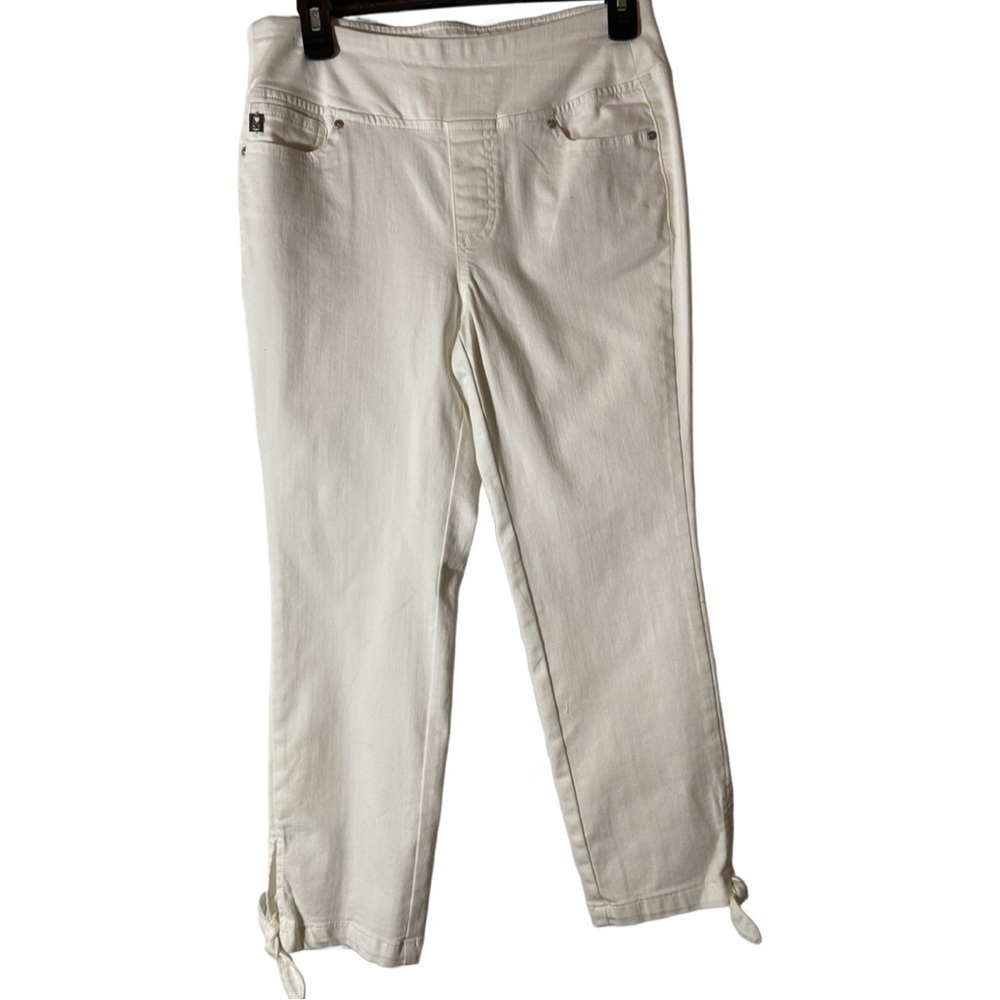 Belle By Kim Gravel Jeans Primabelle Twill Cropped Side Tie White Regular 4 New